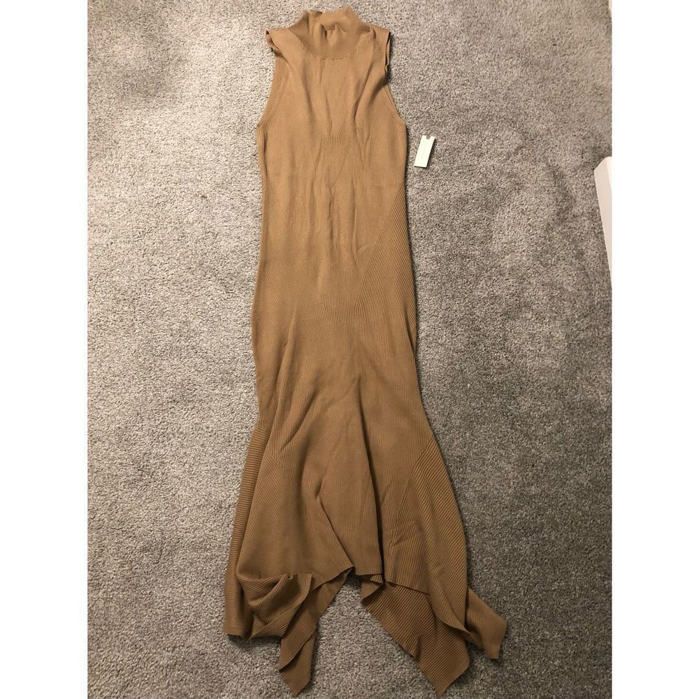 NEW Anthropologie Mock Neck Midi Handkerchief Hem Dress in Cedar Size Large - Picture 11 of 15